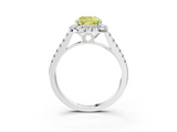 White gold Fancy Yellow Cushion  Halo Pavé Diamond Engagement Ring with Four-Prong Setting_6