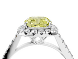 White gold Fancy Yellow Cushion  Halo Pavé Diamond Engagement Ring with Four-Prong Setting_7