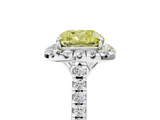 White gold Fancy Yellow Cushion  Halo Pavé Diamond Engagement Ring with Four-Prong Setting_8
