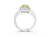 White gold Fancy Yellow Cushion  Halo Pave Band Solitaire Ring with Prong Setting_69
