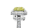 White gold Fancy Yellow Cushion  Halo Pave Band Solitaire Ring with Prong Setting_70