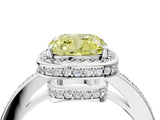 White gold Fancy Yellow Cushion  Halo Pave Band Solitaire Ring with Prong Setting_70