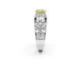 White gold Fancy Yellow Cushion  Halo Pave Diamond Engagement Ring with Milgrain Detailing_51