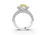 White gold Fancy Yellow Cushion  Halo Pave Diamond Engagement Ring with Milgrain Detailing_52