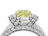 White gold Fancy Yellow Cushion  Halo Pave Diamond Engagement Ring with Milgrain Detailing_53