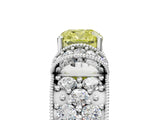 White gold Fancy Yellow Cushion  Halo Pave Diamond Engagement Ring with Milgrain Detailing_54