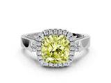 White gold Fancy Yellow Cushion  Halo Pave Split Shank Prong Setting Ring_87