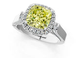 White gold Fancy Yellow Cushion  Halo Pave Split Shank Prong Setting Ring_88