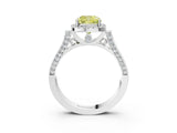 White gold Fancy Yellow Cushion  Halo Pave Split Shank Prong Setting Ring_90