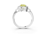 White gold Fancy Yellow Cushion  Halo Round Diamond Milgrain Pave Engagement Ring_6