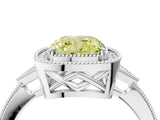 White gold Fancy Yellow Cushion  Halo Round Diamond Milgrain Pave Engagement Ring_7