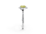 White gold Fancy Yellow Cushion  Halo Round Diamond Pavé Band Four-Prong Ring_5