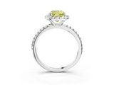 White gold Fancy Yellow Cushion  Halo Round Diamond Pavé Band Four-Prong Ring_6