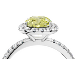 White gold Fancy Yellow Cushion  Halo Round Diamond Pavé Band Four-Prong Ring_7