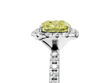 White gold Fancy Yellow Cushion  Halo Round Diamond Pavé Band Four-Prong Ring_8