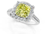 White gold Fancy Yellow Cushion  Halo Round Diamond Pave Band with Four-Prong Setting_51