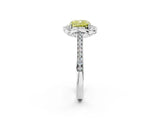 White gold Fancy Yellow Cushion  Halo Round Diamond Pave Band with Four-Prong Setting_52