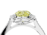 White gold Fancy Yellow Cushion  Halo Round Diamond Pave Band with Four-Prong Setting_54