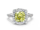 White gold Fancy Yellow Cushion  Halo Round Diamond Pave Band with Four-Prong Setting_55