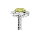 White gold Fancy Yellow Cushion  Halo Round Diamond Pave Band with Four-Prong Setting_60