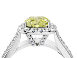 White gold Fancy Yellow Cushion  Halo Round Diamond Pave Band with Prong Setting 4