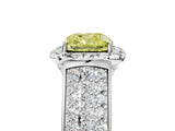 White gold Fancy Yellow Cushion  Halo Round Diamond Pave Band with Prong Setting 5