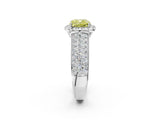 White gold Fancy Yellow Cushion  Halo Round Diamond Pave Band with Prong Setting_38