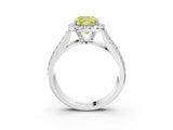 White gold Fancy Yellow Cushion  Halo Round Diamond Pave Band with Prong Setting_39