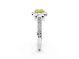 White gold Fancy Yellow Cushion  Halo Solitaire Diamond Ring with Pave Band and Bezel Setting_51