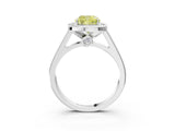 White gold Fancy Yellow Cushion  Halo Solitaire Diamond Ring with Pave Band and Bezel Setting_52