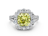 White gold Fancy Yellow Cushion  Halo Split Shank Diamond Engagement Ring with Pave Band and Four-Prong Setting_54