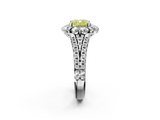 White gold Fancy Yellow Cushion  Halo Split Shank Diamond Engagement Ring with Pave Band and Four-Prong Setting_56