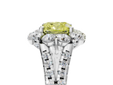 White gold Fancy Yellow Cushion  Halo Split Shank Diamond Engagement Ring with Pave Band and Four-Prong Setting_59
