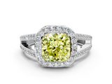 White gold Fancy Yellow Cushion  Halo Split Shank Diamond Ring with Four-Prong Setting_32