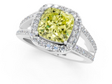 White gold Fancy Yellow Cushion  Halo Split Shank Diamond Ring with Four-Prong Setting_33