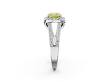 White gold Fancy Yellow Cushion  Halo Split Shank Diamond Ring with Four-Prong Setting_34
