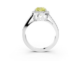 White gold Fancy Yellow Cushion  Halo Split Shank Diamond Ring with Four-Prong Setting_34