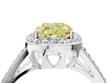White gold Fancy Yellow Cushion  Halo Split Shank Diamond Ring with Four-Prong Setting_35