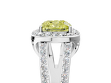 White gold Fancy Yellow Cushion  Halo Split Shank Diamond Ring with Four-Prong Setting_37