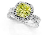 White gold Fancy Yellow Cushion  Halo Split Shank Diamond Ring with Pavé Setting_39