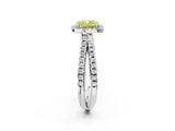 White gold Fancy Yellow Cushion  Halo Split Shank Diamond Ring with Pavé Setting_40