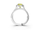 White gold Fancy Yellow Cushion  Halo Split Shank Diamond Ring with Pavé Setting_42