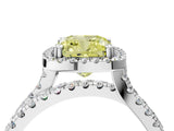 White gold Fancy Yellow Cushion  Halo Split Shank Diamond Ring with Pavé Setting_43