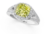White gold Fancy Yellow Cushion  Halo Split Shank Diamond Ring with Prong Setting_21