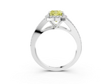 White gold Fancy Yellow Cushion  Halo Split Shank Diamond Ring with Prong Setting_23