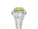 White gold Fancy Yellow Cushion  Halo Split Shank Diamond Ring with Prong Setting_25