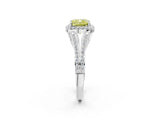 White gold Fancy Yellow Cushion  Halo Split Shank Pave Diamond Ring with Four-Prong Setting_39