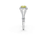 White gold Fancy Yellow Cushion  Halo Split Shank Pave Diamond Ring with Four-Prong Setting_51