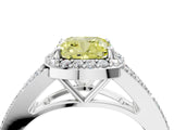 White gold Fancy Yellow Cushion  Halo Split Shank Pave Diamond Ring with Four-Prong Setting_53