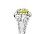 White gold Fancy Yellow Cushion  Halo Split Shank Pave Diamond Ring with Four-Prong Setting_54